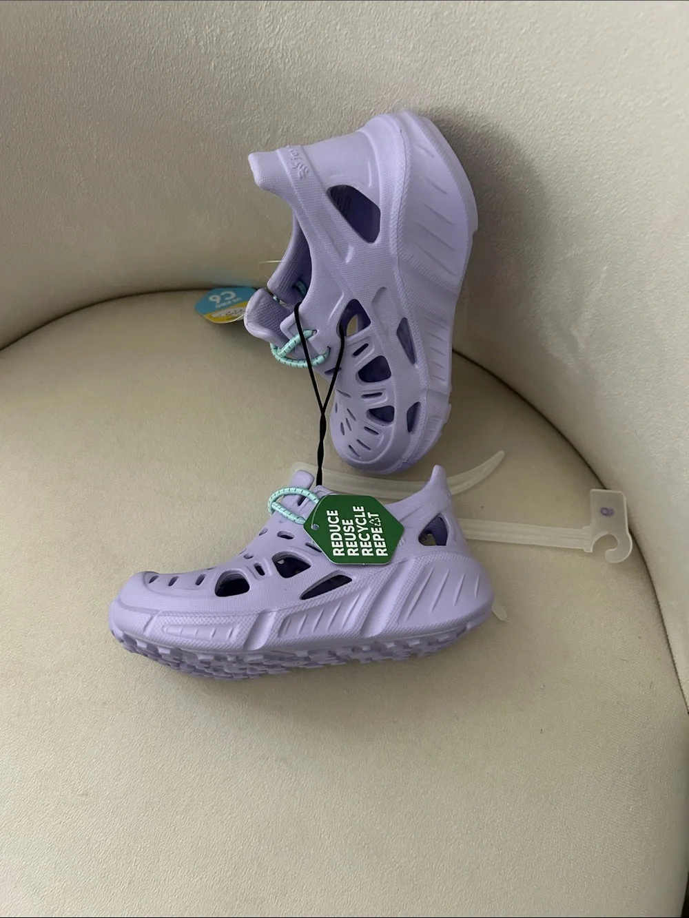 Kids Lavender Poppinz Water Clogs with Mint Accent Strap